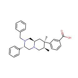 C[C@H]1CN2C[C@H](c3ccccc3)N(Cc3ccccc3)C[C@H]2C[C@@]1(C)c1cccc(C(=O)O)c1 ZINC000035075259