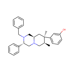 C[C@H]1CN2C[C@H](c3ccccc3)N(Cc3ccccc3)C[C@H]2C[C@@]1(C)c1cccc(O)c1 ZINC000035075235