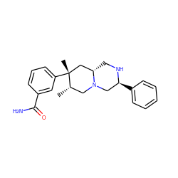 C[C@H]1CN2C[C@H](c3ccccc3)NC[C@H]2C[C@@]1(C)c1cccc(C(N)=O)c1 ZINC000035075260