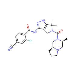 C[C@H]1CN2CCC[C@H]2CN1C(=O)N1Cc2c(NC(=O)c3ccc(C#N)cc3F)n[nH]c2C1(C)C ZINC000114179666