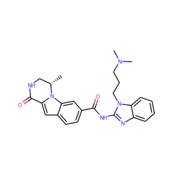 C[C@H]1CNC(=O)c2cc3ccc(C(=O)Nc4nc5ccccc5n4CCCN(C)C)cc3n21 ZINC000117719947