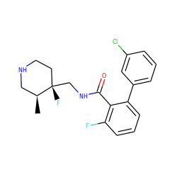 C[C@H]1CNCC[C@]1(F)CNC(=O)c1c(F)cccc1-c1cccc(Cl)c1 ZINC000049047774