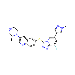 C[C@H]1CNCCN1c1cnc2ccc(Sc3nnc4c(F)cc(-c5cnn(C)c5)cn34)cc2c1 ZINC000204974738