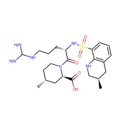 C[C@H]1CNc2c(cccc2S(=O)(=O)N[C@@H](CCCNC(N)N)C(=O)N2CC[C@@H](C)C[C@@H]2C(=O)O)C1 ZINC000029336158