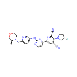 C[C@H]1COCCN1Cc1ccc(Nc2nccc(-c3cc(C#N)c(N4CC[C@H](F)C4)c(C#N)n3)n2)cn1 ZINC001772570418