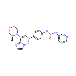 C[C@H]1COCCN1c1cc(-c2ccc(NC(=O)Nc3cccnc3)cc2)nn2ccnc12 ZINC000208236751