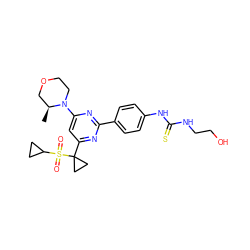 C[C@H]1COCCN1c1cc(C2(S(=O)(=O)C3CC3)CC2)nc(-c2ccc(NC(=S)NCCO)cc2)n1 ZINC000147632641