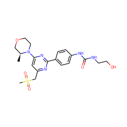 C[C@H]1COCCN1c1cc(CS(C)(=O)=O)nc(-c2ccc(NC(=O)NCCO)cc2)n1 ZINC000088244586