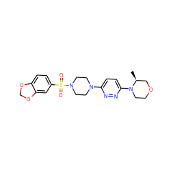 C[C@H]1COCCN1c1ccc(N2CCN(S(=O)(=O)c3ccc4c(c3)OCO4)CC2)nn1 ZINC001772642043