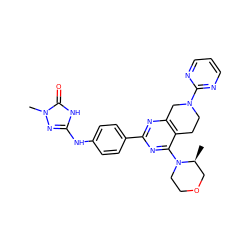 C[C@H]1COCCN1c1nc(-c2ccc(Nc3nn(C)c(=O)[nH]3)cc2)nc2c1CCN(c1ncccn1)C2 ZINC000095588308