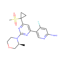 C[C@H]1COCCN1c1nc(-c2cnc(N)cc2F)cc(C2(S(C)(=O)=O)CC2)n1 ZINC001772572795