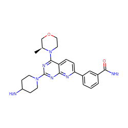 C[C@H]1COCCN1c1nc(N2CCC(N)CC2)nc2nc(-c3cccc(C(N)=O)c3)ccc12 ZINC000142519701