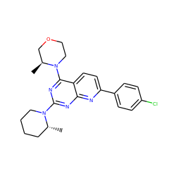 C[C@H]1COCCN1c1nc(N2CCCC[C@H]2C)nc2nc(-c3ccc(Cl)cc3)ccc12 ZINC000138970561