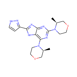 C[C@H]1COCCN1c1nc(N2CCOC[C@@H]2C)c2[nH]c(-c3cc[nH]n3)nc2n1 ZINC001772580013