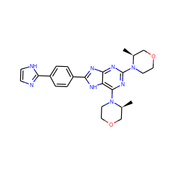 C[C@H]1COCCN1c1nc(N2CCOC[C@@H]2C)c2[nH]c(-c3ccc(-c4ncc[nH]4)cc3)nc2n1 ZINC000207256549