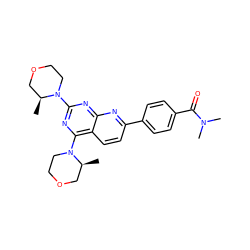 C[C@H]1COCCN1c1nc(N2CCOC[C@@H]2C)c2ccc(-c3ccc(C(=O)N(C)C)cc3)nc2n1 ZINC000169196480