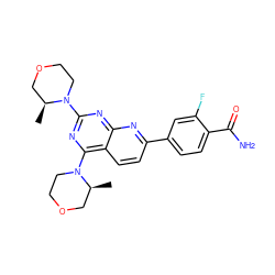 C[C@H]1COCCN1c1nc(N2CCOC[C@@H]2C)c2ccc(-c3ccc(C(N)=O)c(F)c3)nc2n1 ZINC000113726070