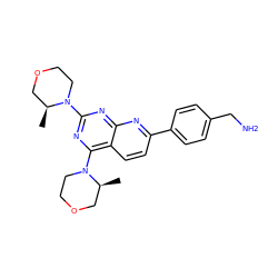 C[C@H]1COCCN1c1nc(N2CCOC[C@@H]2C)c2ccc(-c3ccc(CN)cc3)nc2n1 ZINC000113725387