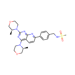 C[C@H]1COCCN1c1nc(N2CCOC[C@@H]2C)c2ccc(-c3ccc(CNS(C)(=O)=O)cc3)nc2n1 ZINC000059258619