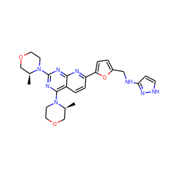 C[C@H]1COCCN1c1nc(N2CCOC[C@@H]2C)c2ccc(-c3ccc(CNc4cc[nH]n4)o3)nc2n1 ZINC000143178097