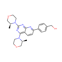 C[C@H]1COCCN1c1nc(N2CCOC[C@@H]2C)c2ccc(-c3ccc(CO)cc3)nc2n1 ZINC000139601015