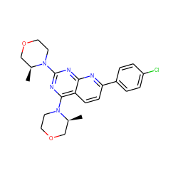 C[C@H]1COCCN1c1nc(N2CCOC[C@@H]2C)c2ccc(-c3ccc(Cl)cc3)nc2n1 ZINC000139456191