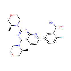 C[C@H]1COCCN1c1nc(N2CCOC[C@@H]2C)c2ccc(-c3ccc(F)c(C(N)=O)c3)nc2n1 ZINC000168948301