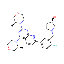 C[C@H]1COCCN1c1nc(N2CCOC[C@@H]2C)c2ccc(-c3ccc(F)c(CN4CC[C@@H](O)C4)c3)nc2n1 ZINC000139608334