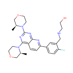 C[C@H]1COCCN1c1nc(N2CCOC[C@@H]2C)c2ccc(-c3ccc(F)c(CNCCO)c3)nc2n1 ZINC000139575503