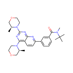 C[C@H]1COCCN1c1nc(N2CCOC[C@@H]2C)c2ccc(-c3cccc(C(=O)N(C)C(C)(C)C)c3)nc2n1 ZINC000139496943