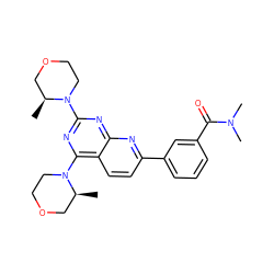 C[C@H]1COCCN1c1nc(N2CCOC[C@@H]2C)c2ccc(-c3cccc(C(=O)N(C)C)c3)nc2n1 ZINC000139387696