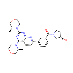 C[C@H]1COCCN1c1nc(N2CCOC[C@@H]2C)c2ccc(-c3cccc(C(=O)N4CC[C@@H](O)C4)c3)nc2n1 ZINC000142933659