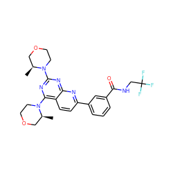 C[C@H]1COCCN1c1nc(N2CCOC[C@@H]2C)c2ccc(-c3cccc(C(=O)NCC(F)(F)F)c3)nc2n1 ZINC000169072474