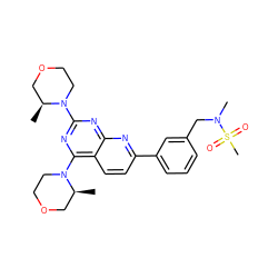 C[C@H]1COCCN1c1nc(N2CCOC[C@@H]2C)c2ccc(-c3cccc(CN(C)S(C)(=O)=O)c3)nc2n1 ZINC000143295899