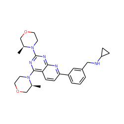 C[C@H]1COCCN1c1nc(N2CCOC[C@@H]2C)c2ccc(-c3cccc(CNC4CC4)c3)nc2n1 ZINC000139556609