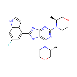 C[C@H]1COCCN1c1nc(N2CCOC[C@H]2C)c2[nH]c(-c3cc(F)cc4[nH]ccc34)nc2n1 ZINC000207237085