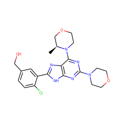 C[C@H]1COCCN1c1nc(N2CCOCC2)nc2[nH]c(-c3cc(CO)ccc3Cl)nc12 ZINC000144004633