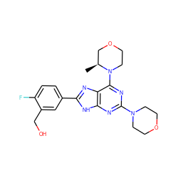 C[C@H]1COCCN1c1nc(N2CCOCC2)nc2[nH]c(-c3ccc(F)c(CO)c3)nc12 ZINC000144041855