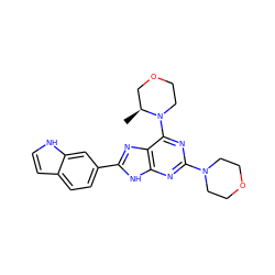 C[C@H]1COCCN1c1nc(N2CCOCC2)nc2[nH]c(-c3ccc4cc[nH]c4c3)nc12 ZINC000143924865