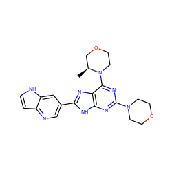 C[C@H]1COCCN1c1nc(N2CCOCC2)nc2[nH]c(-c3cnc4cc[nH]c4c3)nc12 ZINC000146290182