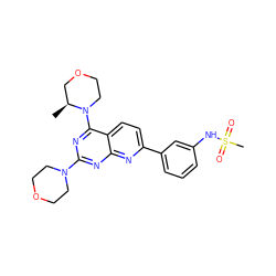 C[C@H]1COCCN1c1nc(N2CCOCC2)nc2nc(-c3cccc(NS(C)(=O)=O)c3)ccc12 ZINC000139965569