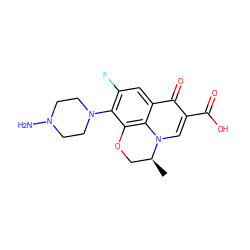 C[C@H]1COc2c(N3CCN(N)CC3)c(F)cc3c(=O)c(C(=O)O)cn1c23 ZINC000043204969