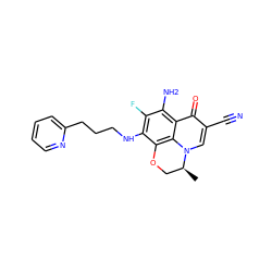 C[C@H]1COc2c(NCCCc3ccccn3)c(F)c(N)c3c(=O)c(C#N)cn1c23 ZINC000073388511