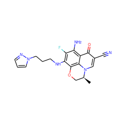 C[C@H]1COc2c(NCCCn3cccn3)c(F)c(N)c3c(=O)c(C#N)cn1c23 ZINC000073386156