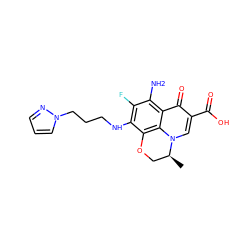 C[C@H]1COc2c(NCCCn3cccn3)c(F)c(N)c3c(=O)c(C(=O)O)cn1c23 ZINC000082157788