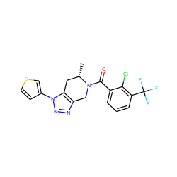 C[C@H]1Cc2c(nnn2-c2ccsc2)CN1C(=O)c1cccc(C(F)(F)F)c1Cl ZINC000222063816