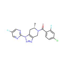 C[C@H]1Cc2c(nnn2-c2ncc(F)cn2)CN1C(=O)c1ccc(Cl)cc1F ZINC000225994070