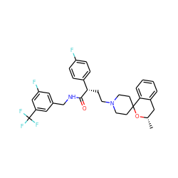 C[C@H]1Cc2ccccc2C2(CCN(CC[C@H](C(=O)NCc3cc(F)cc(C(F)(F)F)c3)c3ccc(F)cc3)CC2)O1 ZINC000473104230