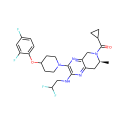 C[C@H]1Cc2nc(NCC(F)F)c(N3CCC(Oc4ccc(F)cc4F)CC3)nc2CN1C(=O)C1CC1 ZINC001772589765