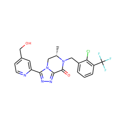 C[C@H]1Cn2c(nnc2-c2cc(CO)ccn2)C(=O)N1Cc1cccc(C(F)(F)F)c1Cl ZINC000220987385